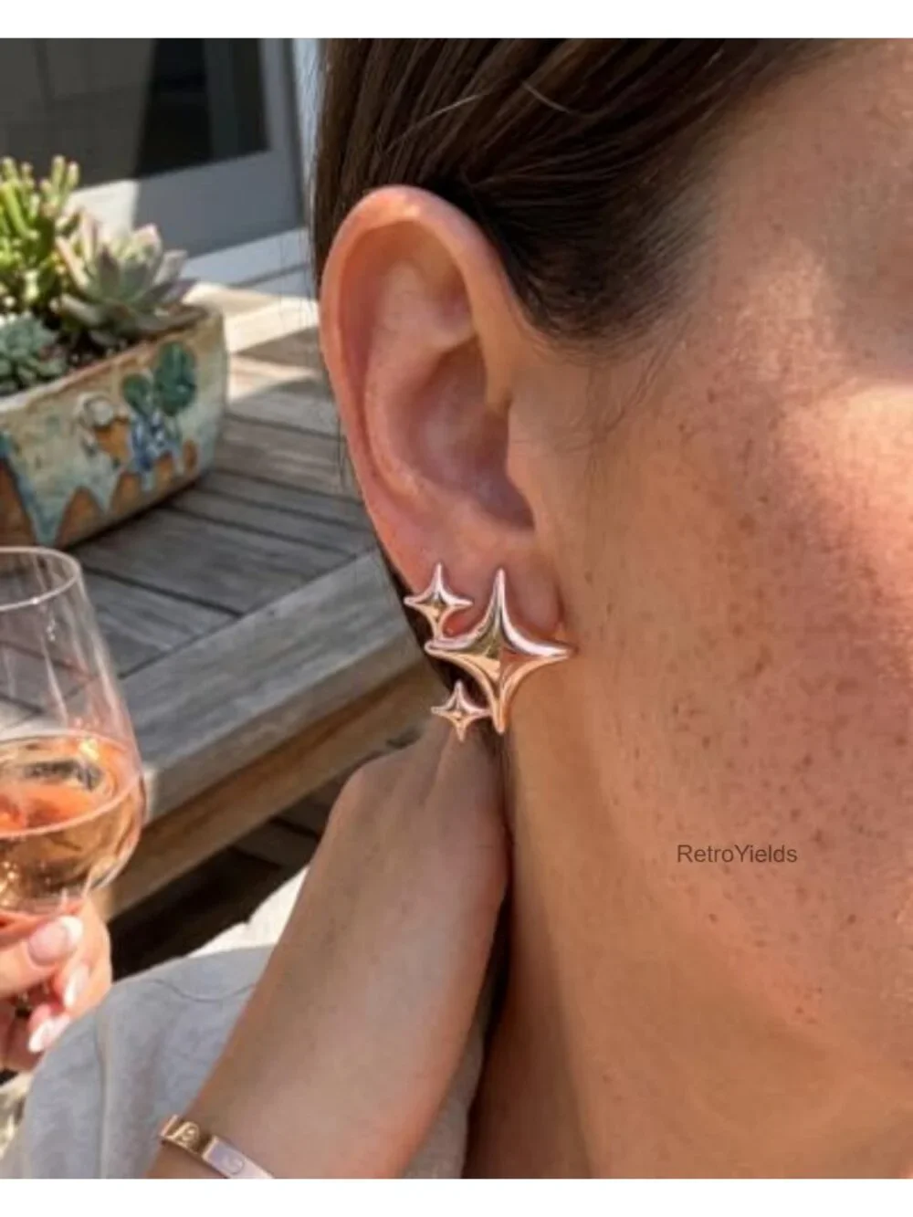 14K Gold Vermeil Recycled Sterling Silver Star Stacking Earrings Hypoallergenic